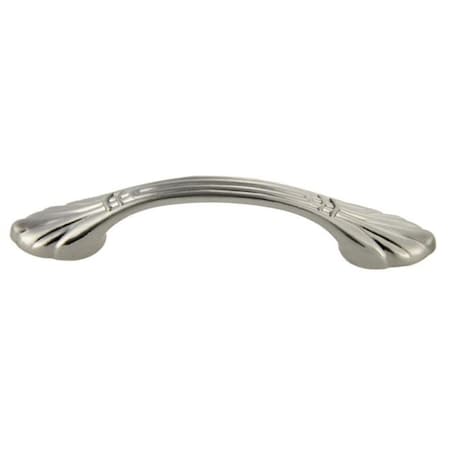 Crown 4-7/10" Deco Cabinet Pull with 3" Center to Center Satin Nickel Finish CHP86765SN